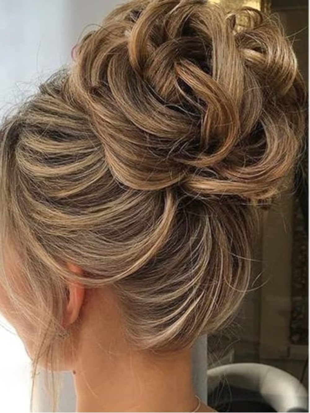 Blonde Brown Mix Clip-In Curly Hair Bun Scrunchie - Easy Updo